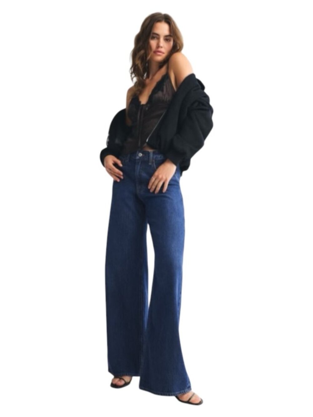 Abercrombie Curve Love The Wide Leg Jeans Dark Wash Women’s 30 Short